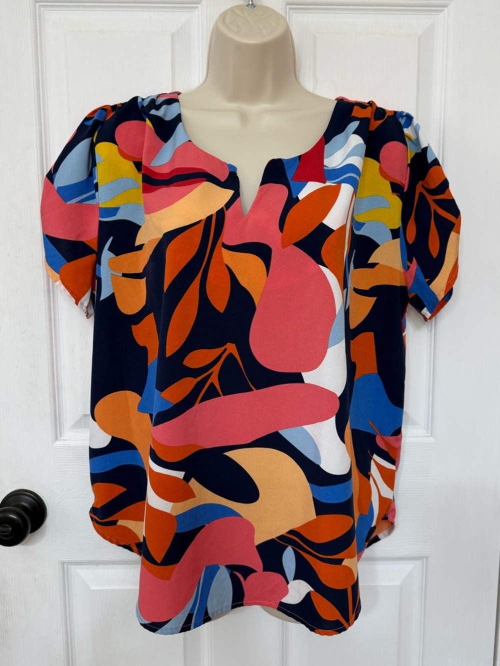 Umgee Abstract Print Blouse M Colorful Boho Top - Picture 2 of 11